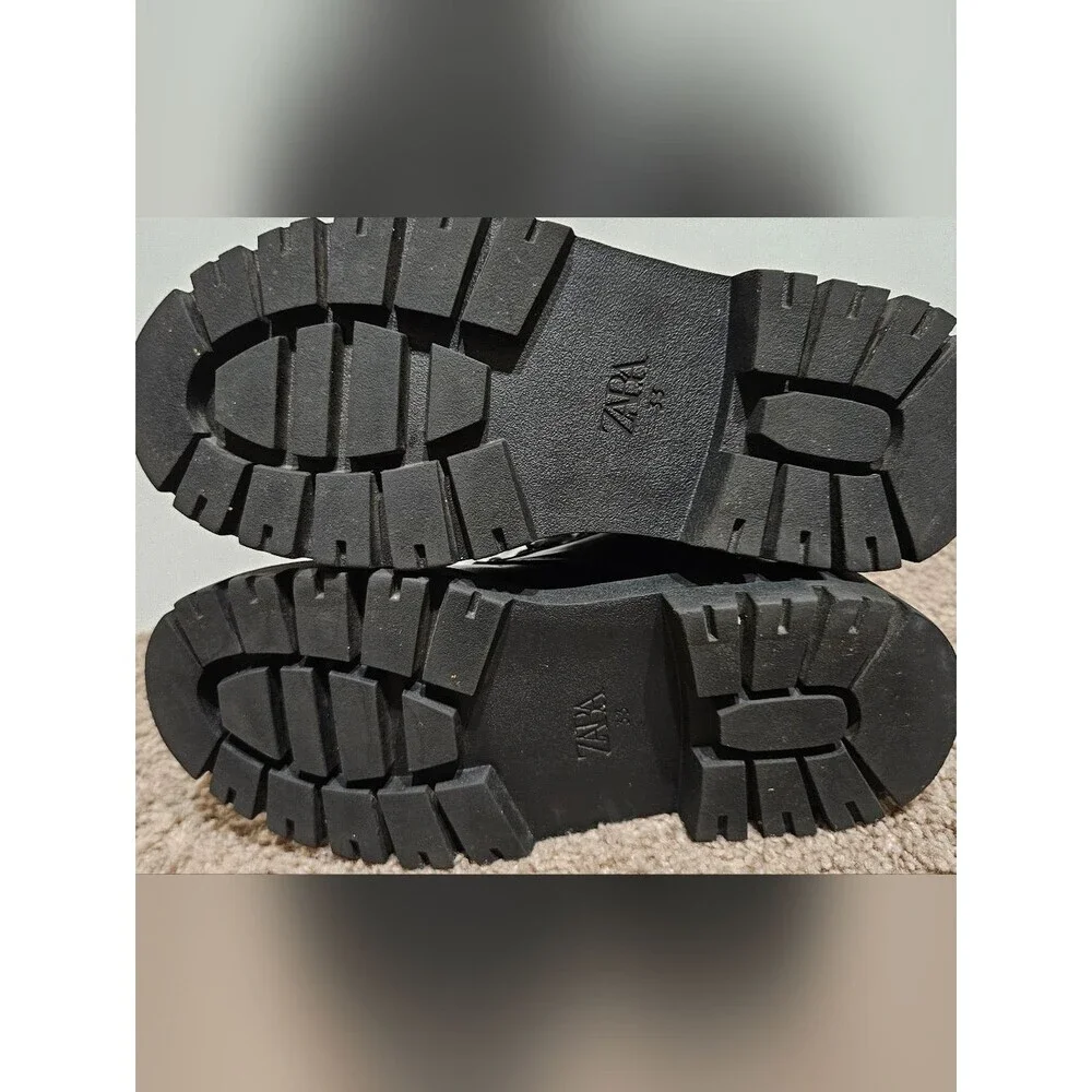 ZARA Girls Chunky Combat Boots Black | Floral Detail  | Trendy